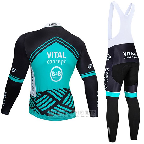 2019 Fahrradbekleidung Vital Concept Blau Wei Shwarz Trikot Langarm und Tragerhose - zum Schließen ins Bild klicken